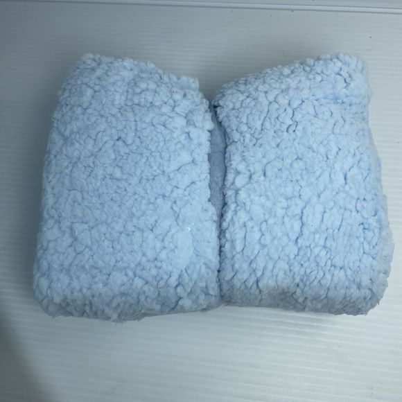 Blue Mello Blue Fluffy Sherpa Baby Swaddle Wrap 22" x 11" NEW in box Gift Ready - Picture 4 of 11